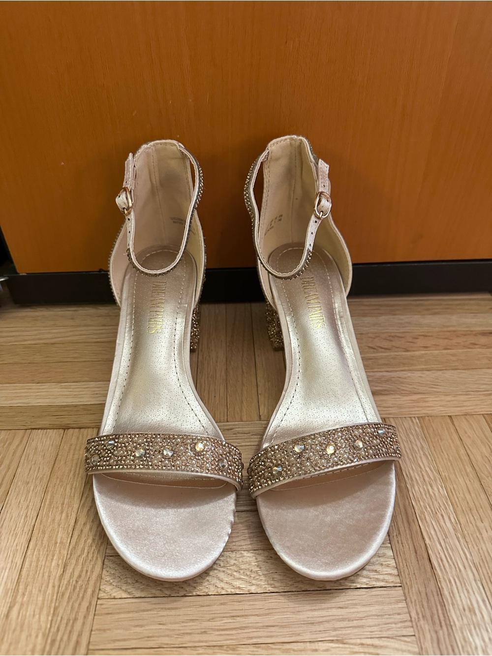 Women's Dream Pairs Low Block Heel Sandals in Gold size 7